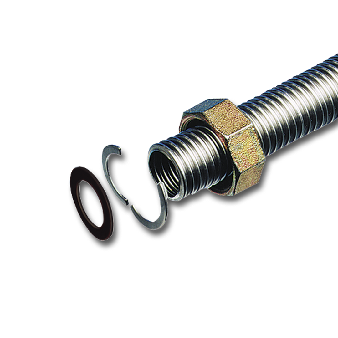 Kit de Ligação para Tubo Inox Ondulado DN16 (Porca + Vedante + Anilha)